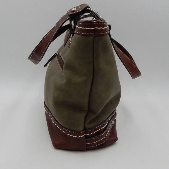 BOC Bøc Born Concept Green Tan Brown Handbag Purse Shoulder Bag Pockets - Picture 7 of 16